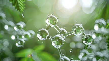 Detailed diagram of cannabis molecular structure, modern scientific illustration, crisp white background, green accents
