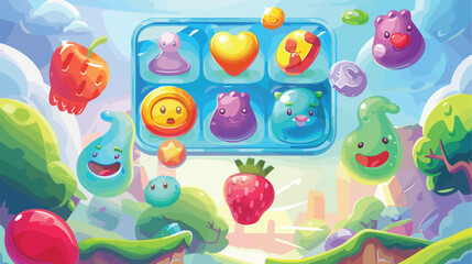 Match three game interface with icons of jelly candie