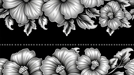 delightful flower coloring book. Vintage seamless floral pattern. Illustration for design of stickers, posters, drawing books.