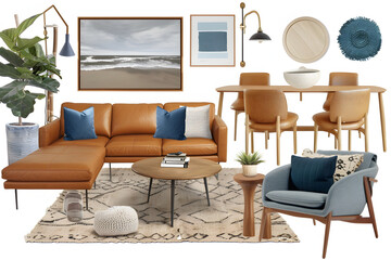Fototapeta premium modern interior furniture set in 3d rendering