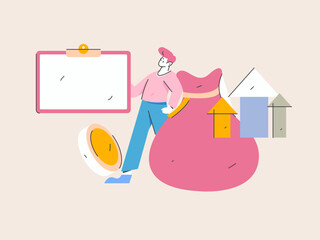 Internet financial management investment flat vector concept operation hand drawn illustration
