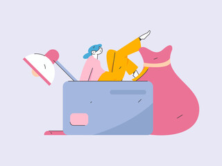 Internet financial management investment flat vector concept operation hand drawn illustration
