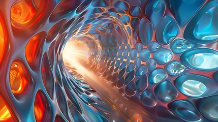 3D rendering. Abstract organic tunnel.