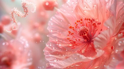 there is a close up of a pink flower with water droplets - Powered by Adobe