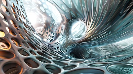 3D rendering of an abstract organic structure with a smooth, fluid-like surface.