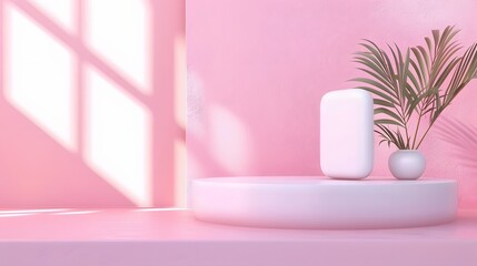 Cylinder podium pink pastel background mockup, Realistic minimal wall scene. 3D product display stage geometric style,  serving backdrop. abstract, luxury pedestal lifestyle, geometric, showcases