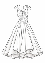 a drawing of a dress with a bow on the neck