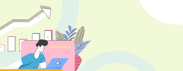 Internet financial management investment flat vector concept operation hand drawn illustration
