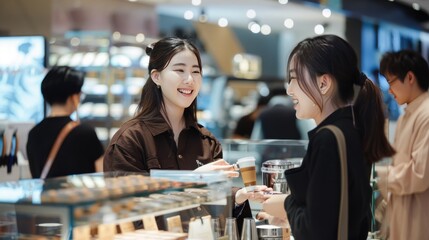 Capture the interaction between Nespresso staff and customers at City'super in New Town Plaza