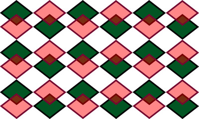 Red and green pattern, two tone red diamond checkerboard repeat pattern, replete image, design for fabric printing, Christmas's background patter rapport