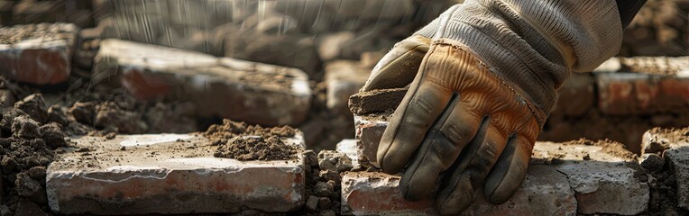 Bricklayer at Work: Precision and Skill