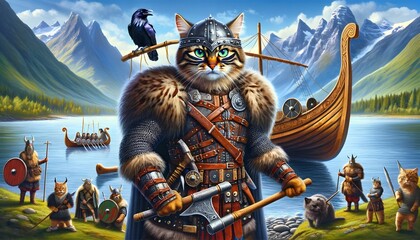 The Brave Viking Cat Warrior