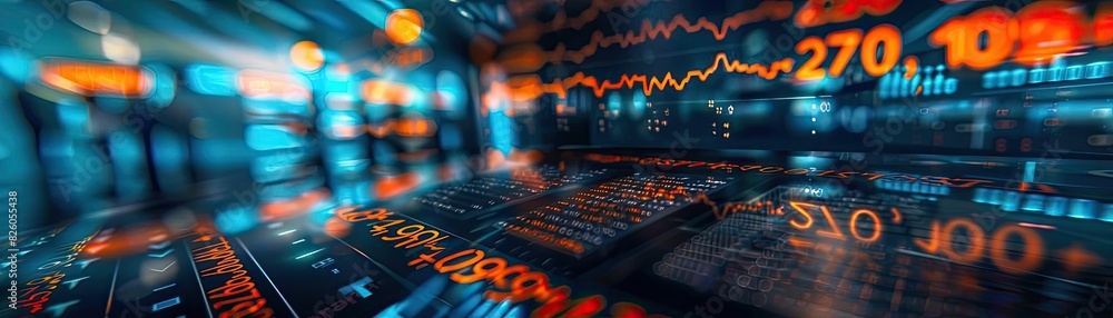 Aufkleber abstract image of a digital financial market display with stock market charts and numerical data rep