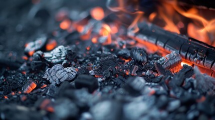 A thick layer of soot and ash covering the area around the furnace evidence of its constant use.