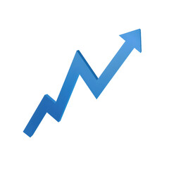 Simple blue arrow showing upward trend, stock investment concept, isolated on transparent background, Generative AI