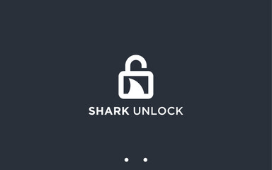 padlock with shark logo design vector silhouette illustration