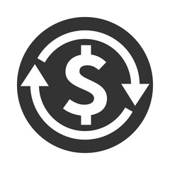 Money circulation graphic icon. Revenue cycle isolated sign on white background. Vector illustration