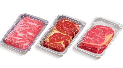 Raw meat packaging. Packaged ground beef frozen pork