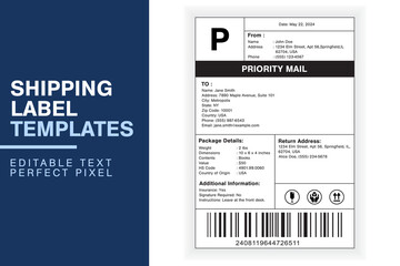 Simple Custom Shipping Label Design Template with Sender, Recipient, Package Details, and Customs Information for Efficient Shipping	