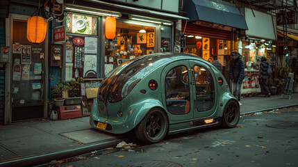 Obraz premium Shot of a Futuristic Self-Driving car on the street.