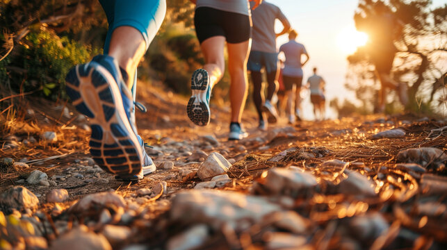 person running on a muddy trail in a race
