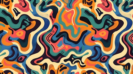 Playful Squiggly Lines Seamless Pattern Background with Immersive Abstract Doodles