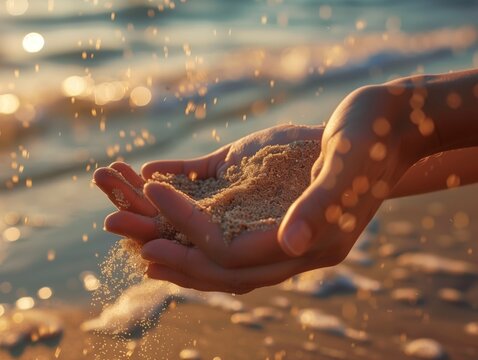 Handvoll Licht: Sonnenbestrahlter Sand