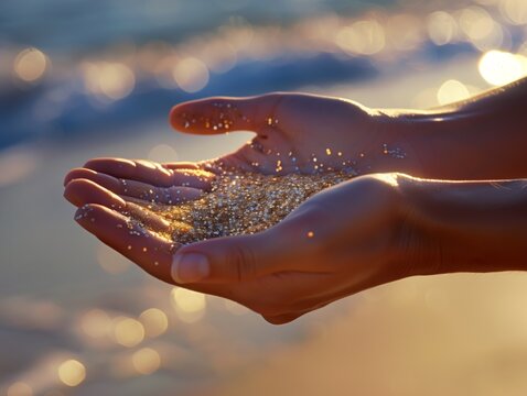 Handvoll Licht: Sonnenbestrahlter Sand