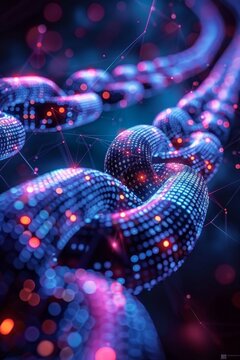 creative banner design showcasing blockchain technology with binary code and digital connections, emphasizing secure data transfer concept