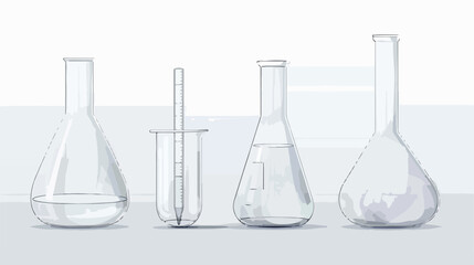 Realistic set of four of laboratory glassware isolated