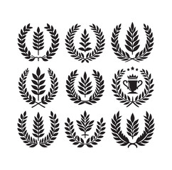 Minimal laurel sign illustration icon logo