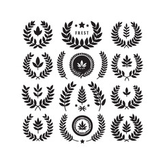 Obraz premium Minimal laurel sign illustration icon logo