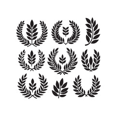 Minimal laurel sign illustration icon logo