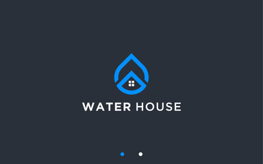 droplets with house logo design vector silhouette illustration