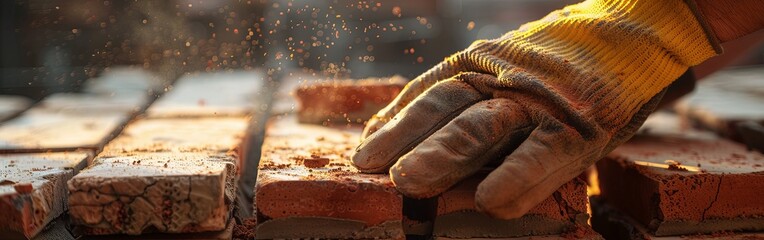 Bricklayer at Work: Precision and Skill