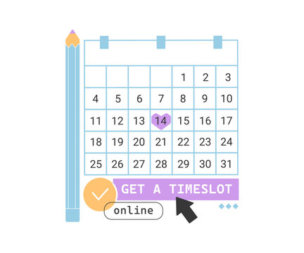Calendar and pencil. Select date and time interval. Monthly planning, organization, management. A memorable date, an upcoming holiday. Pastel colors.