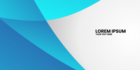 Obraz premium Blue and white geometric shapes with text in the center.