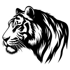 Silhouette of a fierce tiger