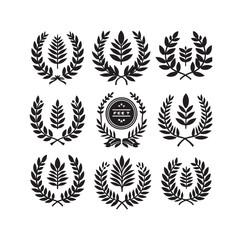 Obraz premium Minimal laurel sign illustration icon logo