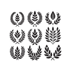Obraz premium Minimal laurel sign illustration icon logo