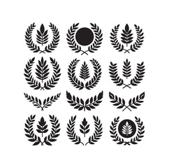 Obraz premium Minimal laurel sign illustration icon logo