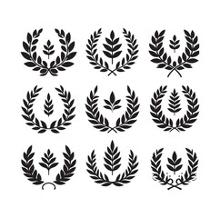 Obraz premium Minimal laurel sign illustration icon logo
