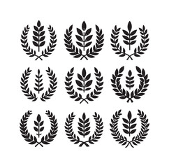 Minimal laurel sign illustration icon logo