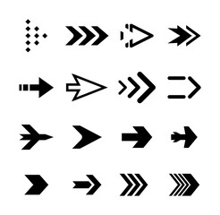 Black arrow set icon vector