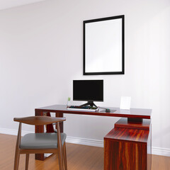 Living Room Wall Poster Frame Mockup with beautiful Interior Design and Modern Decor