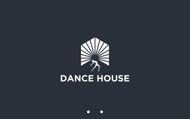 house with ballerina logo design vector silhouette illustration