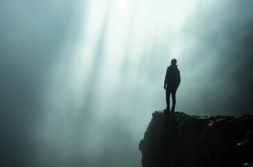 Man standing on cliff edge