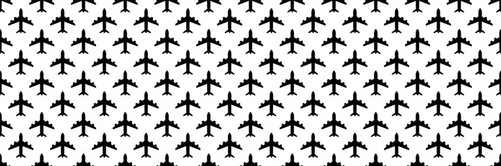 horizontal black airplane design for pattern and background.