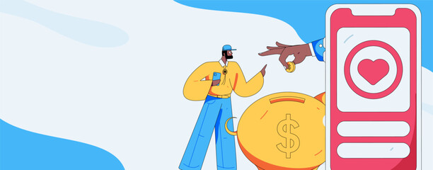 Internet financial management investment flat vector concept operation hand drawn illustration
