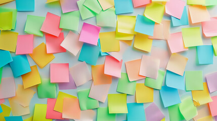 A diverse array of colorful sticky notes creating a vibrant mosaic.